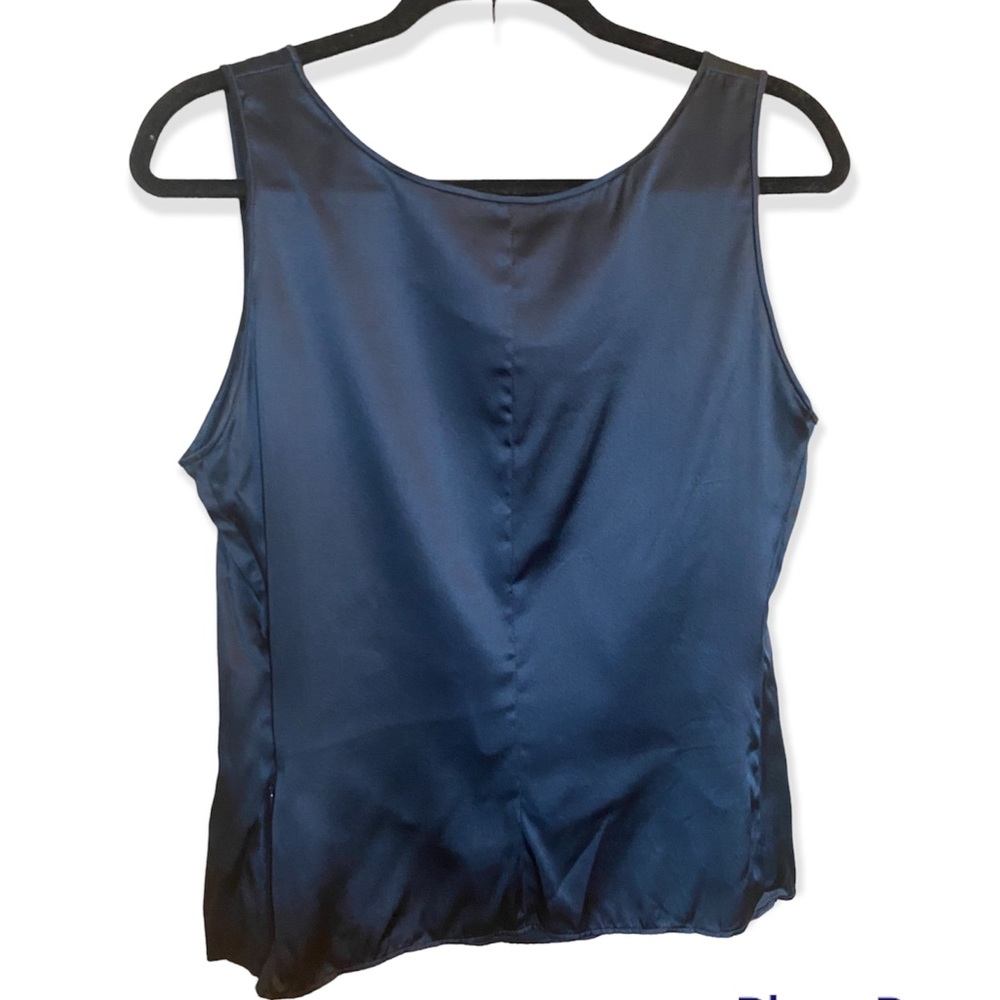 NWOT ARMANI COLLEZIONI elegant Silk Camisole Sleeveless top Navy Blue tank - Picture 7 of 10